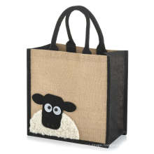 Jute Hessian Burlap Medium Animal Tote Shopping Bag Folding Reusable Bag for Life